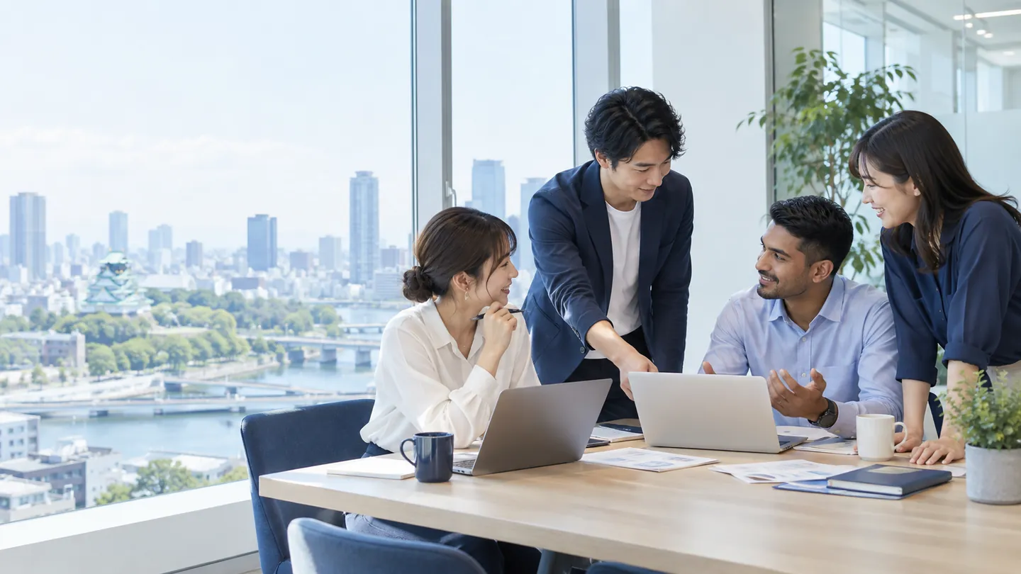 多様なメンバーが打ち合わせをする人財紹介のイメージ