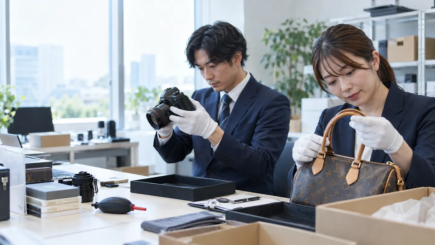 お品物を丁寧に確認する買取リユースのイメージ